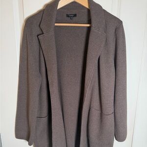 QUINCE 100% Organic Cotton Knit Sweater Blazer Heather Brown Sz L - Quiet Luxury